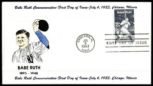 1983 NY Yankees Babe Ruth Commemorative FDC KAUFMAN Cachet - Bild 1 von 2