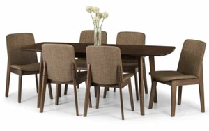 Walnut Effect Extending Dining Table + 6 Chairs L150-195 x D90 x H75cm KESTRAL - Picture 1 of 9