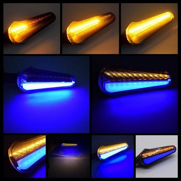 Indicatori di direzione moto luci diurna Sequenziali Dinamiche Blu + Giallo PV - Immagine 1 di 1