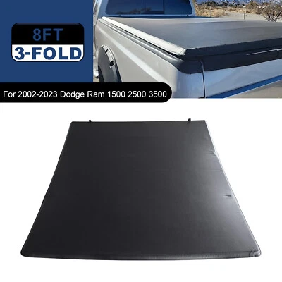 8ft Soft Tri-Fold Tonneau Cover For 2002-2023 Dodge Ram 1500 2500 3500 Foto 1 de 4