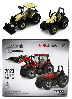 ERTL 2023 FARM SHOW ED 1:64 CASE IH *FARMALL* 115a w/Loader & 105A *GOLD CHASE* - Image 1 of 4