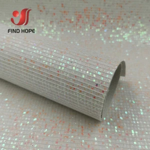 Plaid Sequin Glitter Fabric PU Leather For Sewing Clothing Packing Bag DIY - Picture 1 of 27