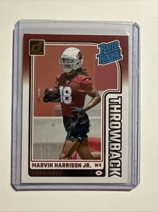 Marvin Harrison Jr. Throwback Rated Rookie RC 2024 Donruss Card #44 Cardinals - Foto 1 di 2