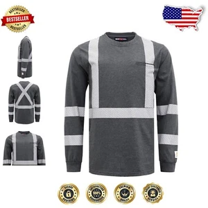 Men's Lightweight FR Hi-Vis Shirt - 6oz Reflective for Industrial Safety - Picture 1 of 8
