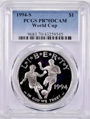 1994 WORLD CUP Silver Dollar PCGS PR70💥FLAWLESS QUALITY💥 - Image 1 of 4