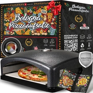 Heidenfeld Pizzaaufsatz Bologna für Gasgrill Holzkohlegrill Pizzaofen Pizzastein - Bild 1 von 10