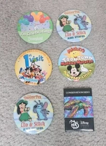 Lot Of 6 DISNEY Pinback Buttons Disney Land, Resort, Convention 3" #5 - Picture 1 of 2