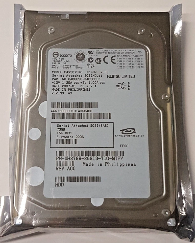 73 GB SAS Fujitsu MAX3073RC 15000rpm 16MB HDD 3.5 " Internal Hard Drive New - Image 1 of 1