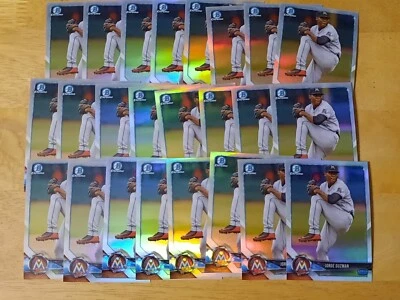 Jorge Guzman 2018 Bowman Draft Chrome + Refractor Rookie RC Lot Of  74 - Image 1 of 3