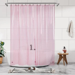 Shower Curtain Liner - Premium Clear Pink PEVA Shower Liner with 3 Magnets and M - Picture 1 of 12