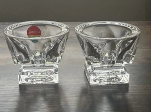 2 Vintage Fostoria AMERICAN Clear Heavy Glass Candlestick Holders Collectible - Picture 1 of 10