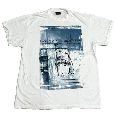 Vintage T-Shirt Rage Against The Machine Tour 90s XL Single Stitch weiß REPRINT - Bild 1 von 4