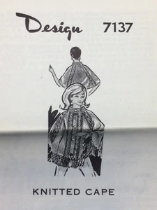 Vtg Mail Order Design 7137 KNITTED CAPE Pattern Original - Picture 1 of 2