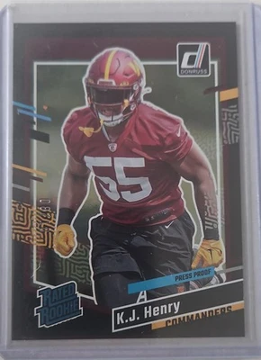 2023 Panini Donruss - Rated Rookie K.J. Henry #400 Press Proof Black 8/10 (RC) - Image 1 of 2