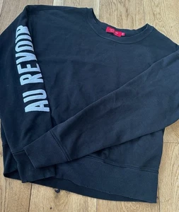 Sudadera negra envejecida n:philanthropy para mujer talla pequeña "Au Revoir" - Imagen 1 de 6