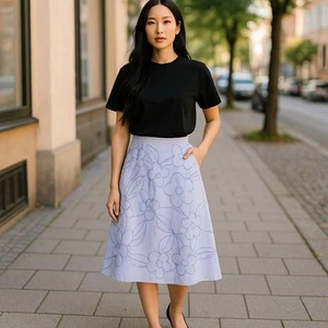 VTG Dialogue Floral Suede Leather Midi Skirt Women's 16 Purple Patchwork Retro  - Picture 1 of 4