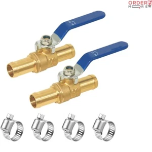 2PCS Brass 5/8" Hose Barb Shut Off Valve Ball Fitting Water Air Fuel Line - Picture 1 of 4