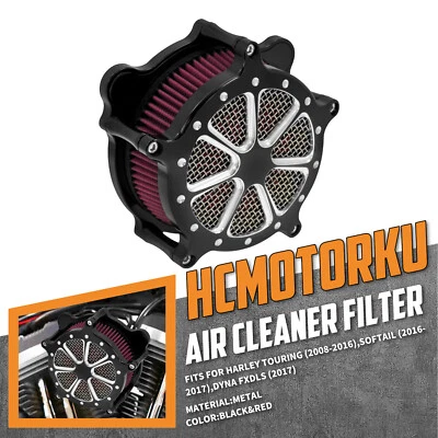 Blck Air Cleaner Filter Red Intake For Harley Touring Road Street Glide 08-2016 - Image 1 of 4