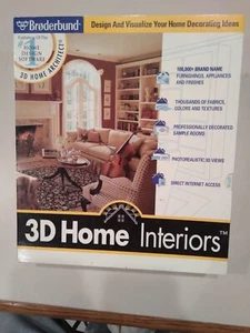 BRODERBUND "3D HOME INTERIORS" FROM 1997 WINDOWS CD-ROM, WINDOWS 95 REQURED, NIB - Picture 1 of 5