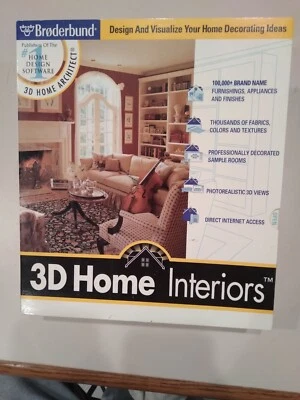 BRODERBUND "3D HOME INTERIORS" FROM 1997 WINDOWS CD-ROM, WINDOWS 95 REQURED, NIB - Image 1 of 4
