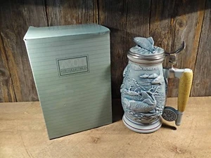 NEW ORIGINAL BOX AVON COLLECTIBLES 1990 SALMON BASS TROUT FISHING BEER STEIN - Picture 1 of 12
