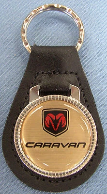 Vintage Gold Dodge CARAVAN #3360 Leather Key Ring 2002 2003 2004 2005 2006 2007  - Image 1 of 3