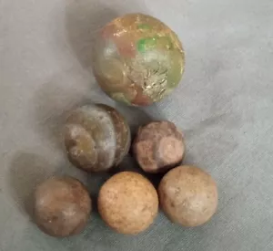 Antique Clay Marble Mixed Lot (6) - Picture 1 of 7