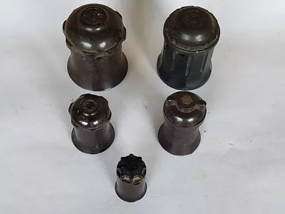 Lot Of 5 Antique Bakelite Pin Type Christmas Light Sockets - Image 1 of 4