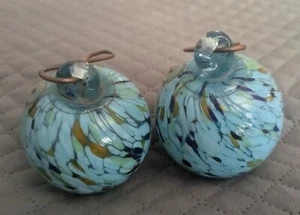Hand Blown Art Glass Blue Ornaments 2.5" Set Of 2 - Picture 1 of 9