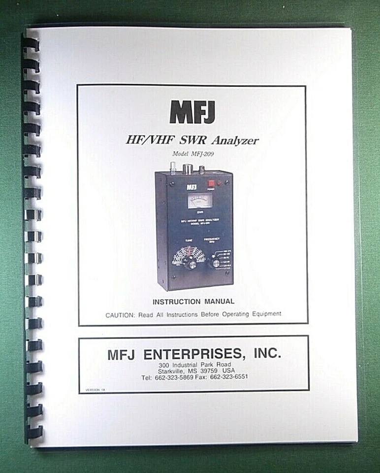 MFJ 209 SWR Analyzer Instruction Manual: w/Clear Protective Covers! - Image 1 of 1