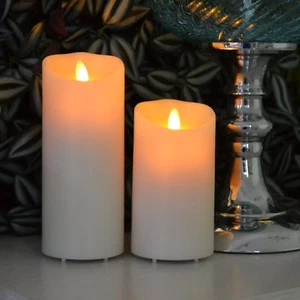 Rechargeable LED Pillar Candle Moving Flame Restaurant Bistro Cafe Xmas Party - Picture 1 of 10