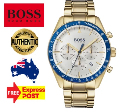 NUEVO RELOJ CRONÓGRAFO DE CUARZO PARA HOMBRE HUGO BOSS TROPHY HB1513631 ORO/AZUL/PLATEADO Foto 1 de 4