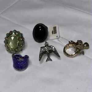 Women's Statement rings mixed lot NWT/NWOT bird crystal onyx glass