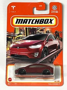 Matchbox Car Tesla Model X Red Toy Vehicle Collection Race Cars 1 64 Kids Gift - Picture 1 of 7