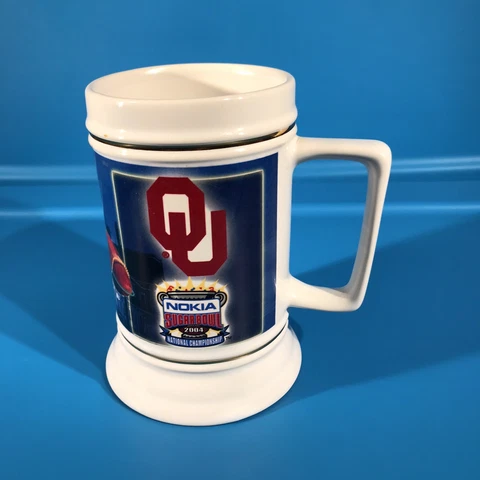 Oklahoma Sooners Mug Beer Stein 2004 Nokia Sugar Bowl Souvenir NCAA Football Cover
