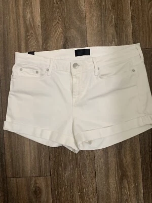 Pantalones Cortos Vince Mujer 32 Blanco Denim Ajustado Dobladillo Enrollado Tiro Bajo Mezcla de Algodón Puños Foto 1 de 4