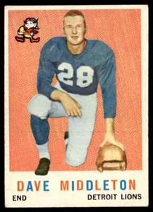 1959 Topps Dave Middleton Detroit Lions #113 - Imagen 1 de 2