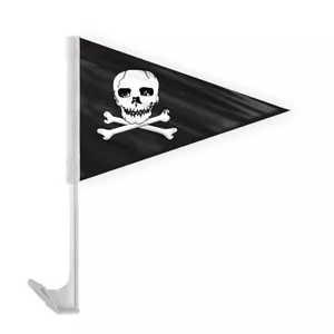 Bandiera veicolo auto pirata 12"x16" Jolly Roger Pennant, poliestere 17" asta flessibile - Foto 1 di 1