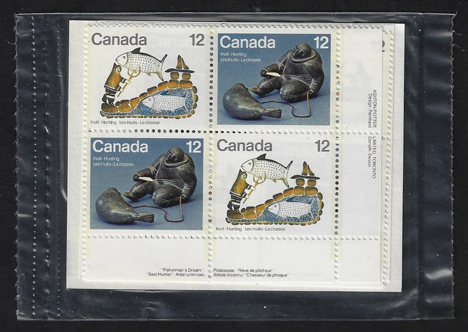 Canada — Set of 4 Blocks — 1977, Inuit Art #748-749 (749a) MNH - Image 1 of 1