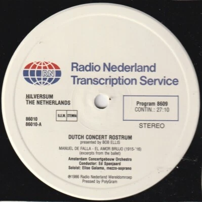 RN TRANS SERVICE LP: AMSTER C.0.-DE FALLA/ORLANDO QUART-DEBUSSY NL RN 86010 M/M - Image 1 of 2