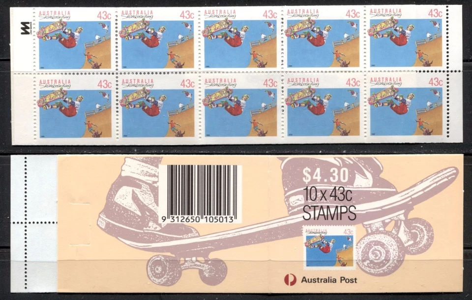 AUSTRALIA 1990, SPORTS: SKATEBOARDING, Scott 1119a COMPLETE BOOKLET, MNH - Image 1 of 1