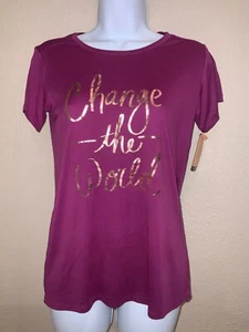Girls athletic shirt “Change the World” PURPLE- M or XL size by Champion durable - Picture 1 of 6