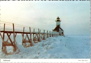 Postal de colección St. Joseph And Benton Harbors Michigan MI. Faro Icebound - Imagen 1 de 2