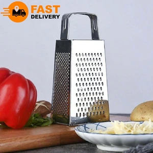 Food Grater Kitchen Stainless Steel 4-Sided Box Vegetable Cheese Slicer Shredder - Picture 1 of 14