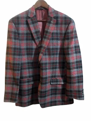 Vintage IZOD Mens Red Plaid Wool Blend Blazer Size 42R Lined Jacket - Image 1 of 4