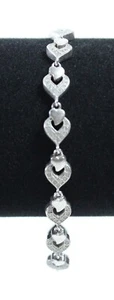 Pulsera de eslabones de tenis con corazón de hoja de 7,5 pulgadas Circonita cúbica de plata de ley 925 - Imagen 1 de 8