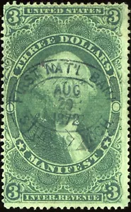 U.S. Revenue Scott #R86c - Black 1872 oval bank handstamp cancel - Picture 1 of 1