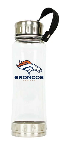 NFL Denver Broncos Water Bottle - 16 oz Capacity.  Stainless Steel Accents Cover