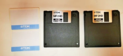 2x TDK Disketten 1,44MB MF2HD neu, mit Label MS-DOS formatiert eingeschweißt - Bild 1 von 4