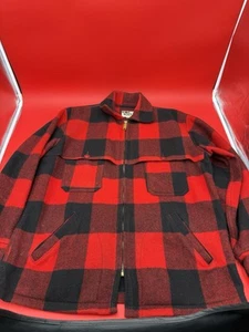 Giacca Mackinaw Vintage WOOLRICH Rosso Nero Bufalo Plaid 114 Uomo Tg 42 23 Pit 2 Pit - Foto 1 di 5